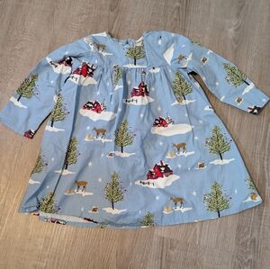 Pink Chicken Girls 3Y Blue Winter Scene Dress